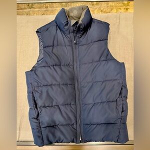 GAP Boy's Sz Med Navy Blue Quilted Ski Vest w Fleece Lining